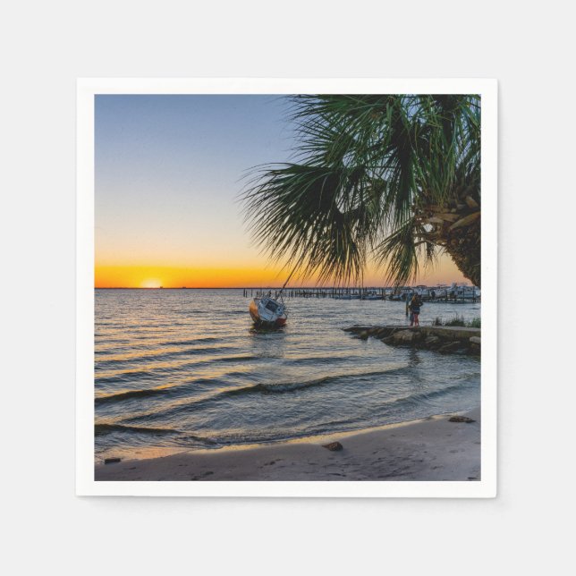 Guardanapo De Papel Golfo Breeze Florida Sunset Paper Napkin (Frente)