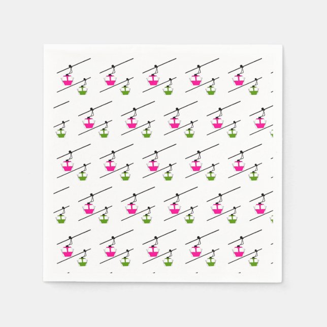 Guardanapo De Papel Gôndolas rosa e verde (Frente)