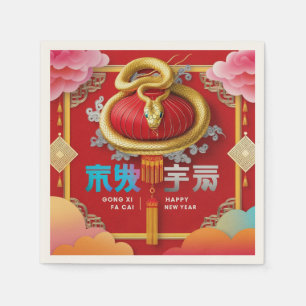 Guardanapo De Papel Gong Xi Fa Cai   Happy New Year   Year of the Snak