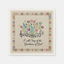 Guardanapo De Papel Goodness of God quilted look floral music