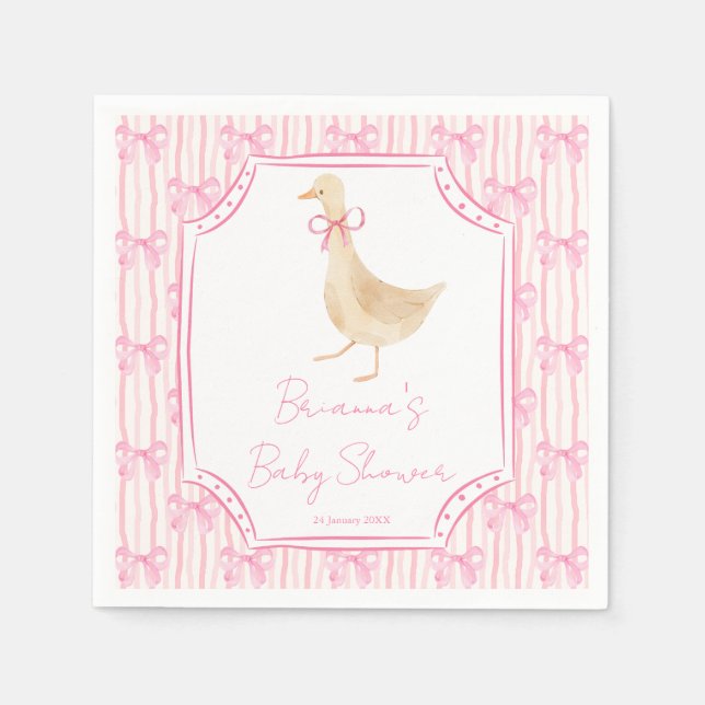 Guardanapo De Papel Goose nursery rhymes baby shower pink personalized (Frente)