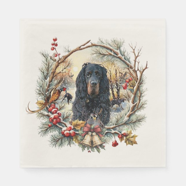Guardanapo De Papel Gordon Setter Christmas Joy – Seasonal Dog Art (Frente)