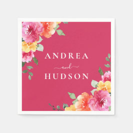 Guardanapo De Papel Gorgeous Pink Watercolor Flowers Wedding