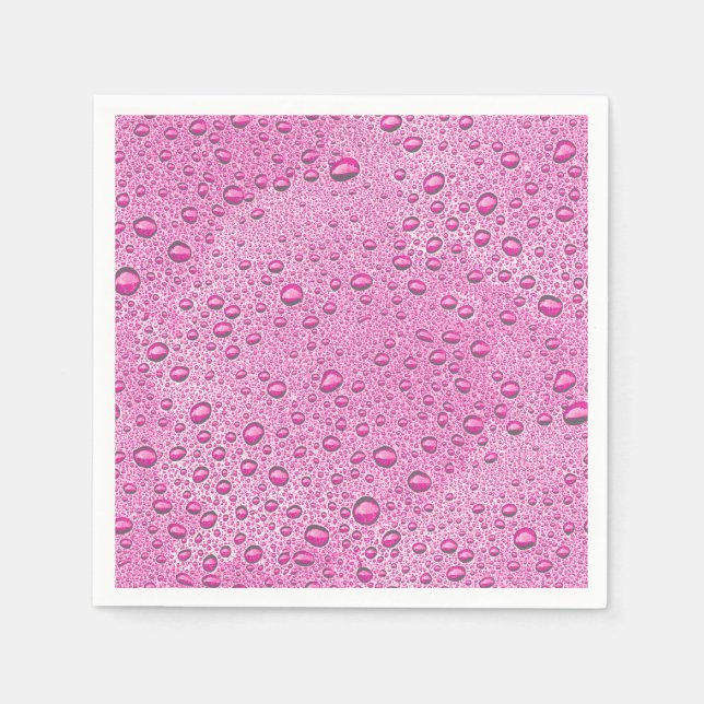Guardanapo De Papel Gotas de água rosa quente (Frente)