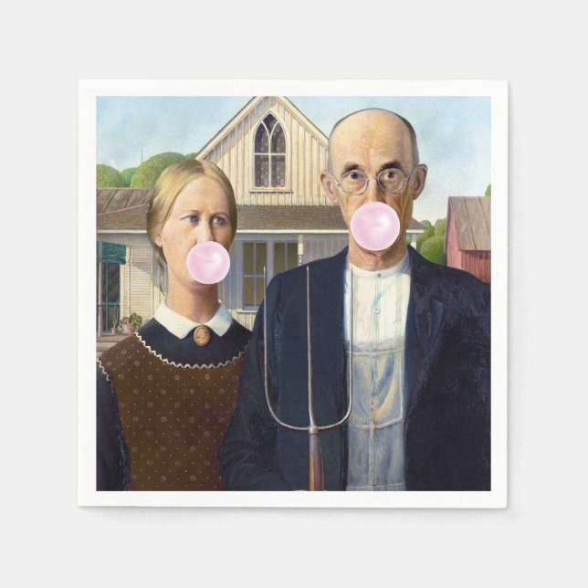 Guardanapo De Papel Gothic Americano Grant Wood (Frente)