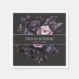 Guardanapo De Papel Gothic Black Floral Personalized Wedding Napkins