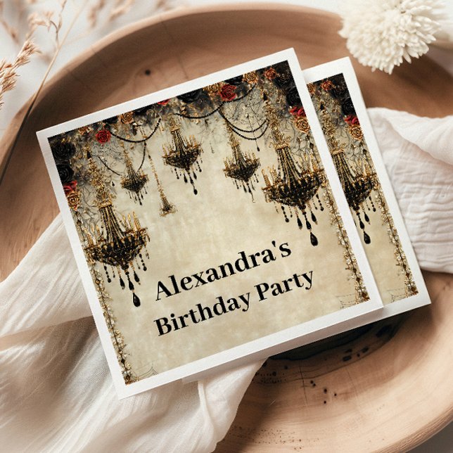 Guardanapo De Papel Gothic Chandelier Roses Birthday (Criador carregado)