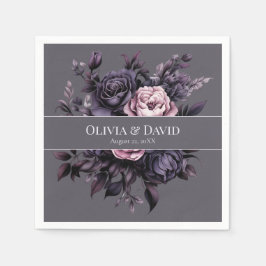 Guardanapo De Papel Gothic Plum Floral Wedding Napkins