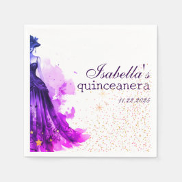 Guardanapo De Papel Gótica Glam Quince vestido roxo