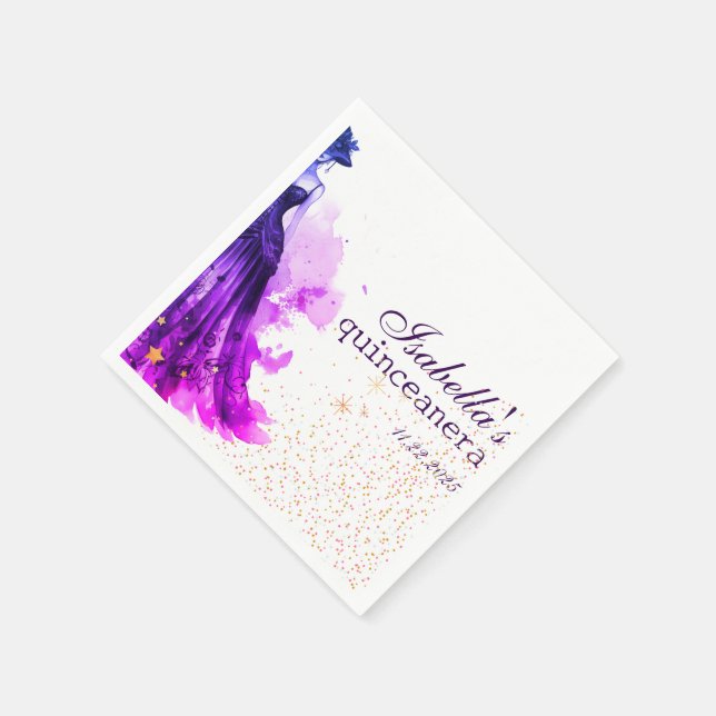 Guardanapo De Papel Gótica Glam Quince vestido roxo (Canto)