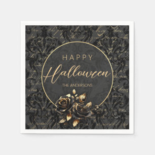 Guardanapo De Papel Gótica rosa de ouro negro, damasco elegante Hallow