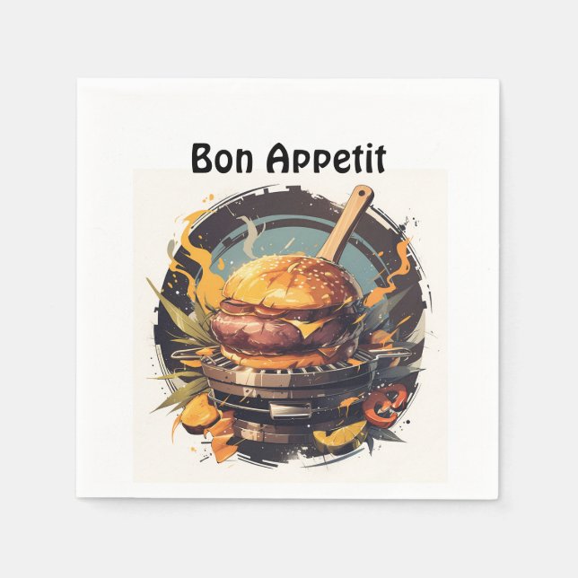 Guardanapo De Papel 🍔 "Gourmet Delight" - Bon Appetikins 🍴 ✨ (Frente)