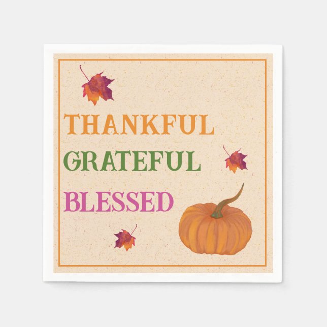 Guardanapo De Papel Graças Grata E Abençoada Folha de Abençoados Abomi (Frente)