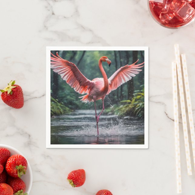 Guardanapo De Papel Grace em Voo: O Riverdance dos Flamingos Rosa (Insitu)