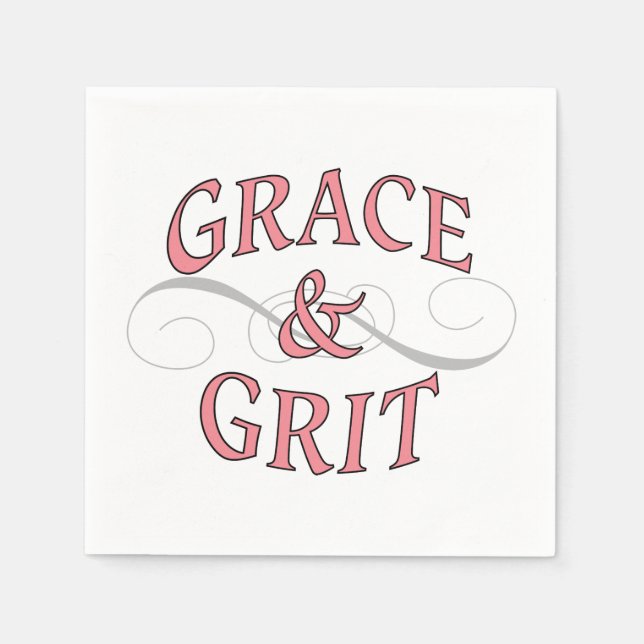 Guardanapo De Papel Grace & Grit em rosa e Cinza (Frente)
