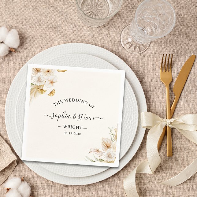 Guardanapo De Papel Graceful Boho Wedding with Earthy Yellow and Beige (Criador carregado)