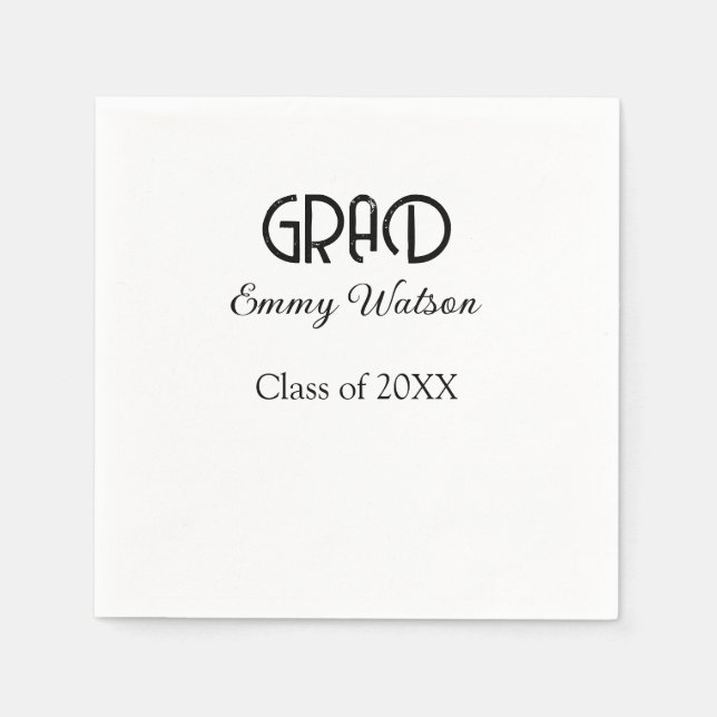 Guardanapo De Papel Grad bold letter graduation name class of 20XX sim (Frente)