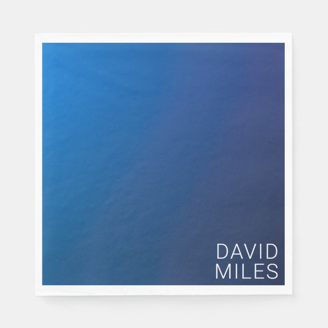 Guardanapo De Papel Gradiente Azul Escuro Moderno e Texto Editável Mín (Frente)