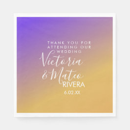Guardanapo De Papel Gradiente Ombre Roxo Amarelo Pôr do Sol Casamento