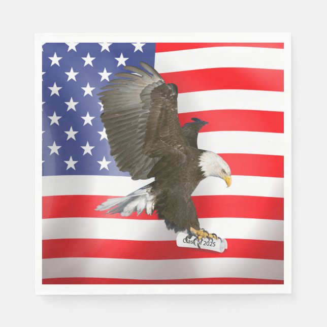 Guardanapo De Papel Graduação 2025 Bald Eagle com Diploma (Frente)