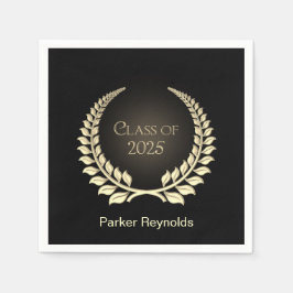 Guardanapo De Papel Graduação 2025 Dourada Laurel Wreath A Preto