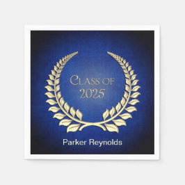 Guardanapo De Papel Graduação 2025 Dourada Laurel Wreath Em Azul