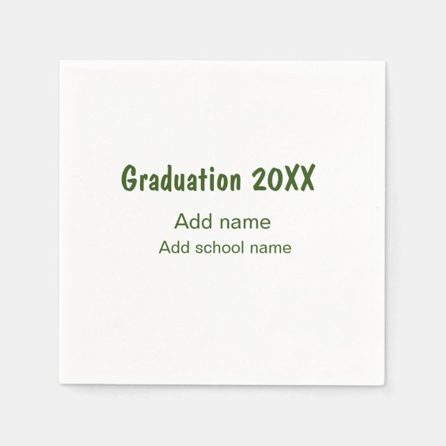 Guardanapo De Papel Graduação 20XX acrescentar nome de ano escola verd (Frente)