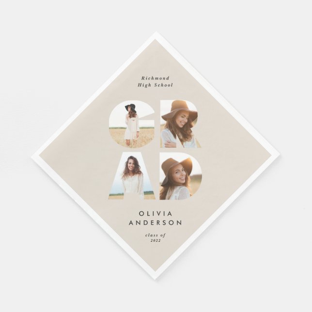 Guardanapo De Papel Graduação 4 Foto moderna personalizada natural (Quina)