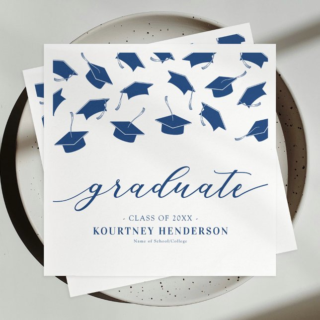 Guardanapo De Papel Graduação Branca Azul Moderno (Criador carregado)