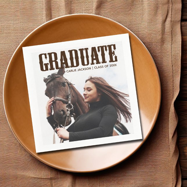 Guardanapo De Papel Graduação Country Western Foto Cowgirl Formatura (Criador carregado)