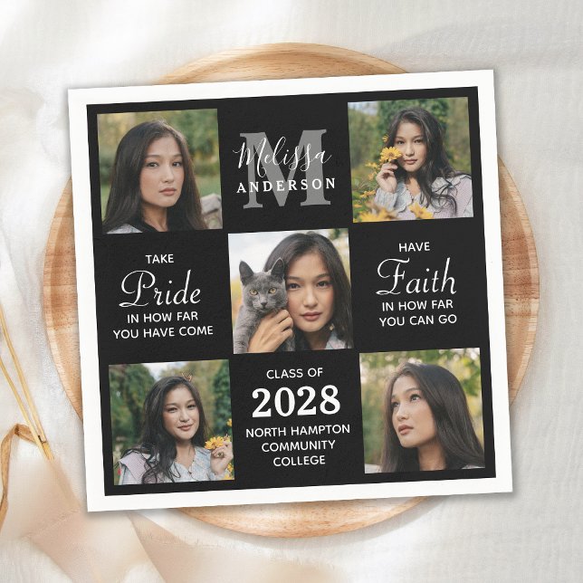 Guardanapo De Papel Graduação da Colagem de Fotos do Formando Moderno  (Criador carregado)