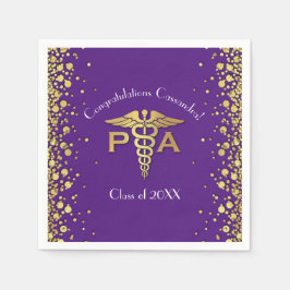 Guardanapo De Papel Graduação de Assistente Médico PA Roxo Dourado