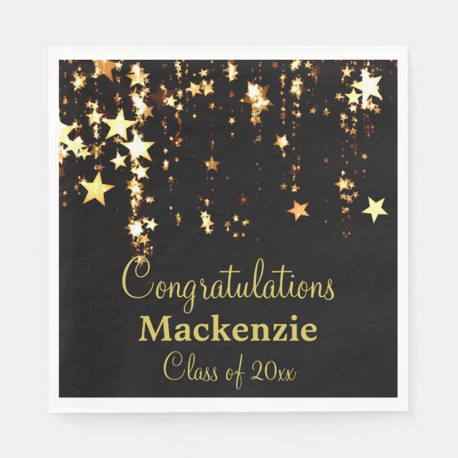 Guardanapo De Papel Graduação de Estrelas Douradas (Frente)