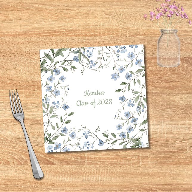 Guardanapo De Papel Graduação de flor selvagem azul (Criador carregado)