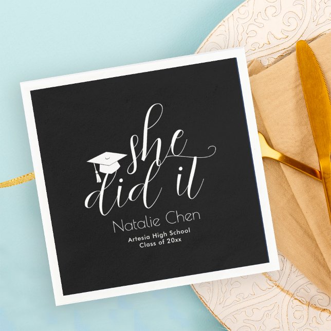 Guardanapo De Papel Graduação de Fontes Elegantes Negra Moderna (Criador carregado)