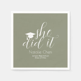 Guardanapo De Papel Graduação de Fontes Elegantes Verdes Modernos Sage