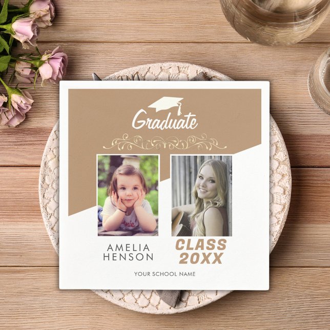 Guardanapo De Papel Graduação de Foto do Ornament Dourado Moderno Eleg (Criador carregado)