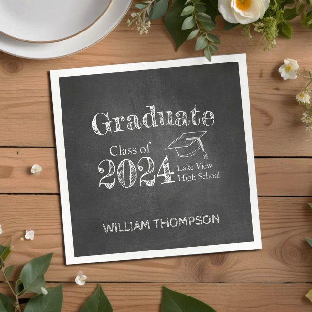 Guardanapo De Papel Graduação de Foto do Segundo grau Chalkboard (Criador carregado)