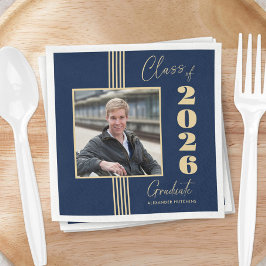 Guardanapo De Papel Graduação de Foto Dourada do marinho 2025
