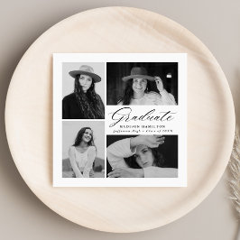 Guardanapo De Papel Graduação de Foto Elegante Black Script 4