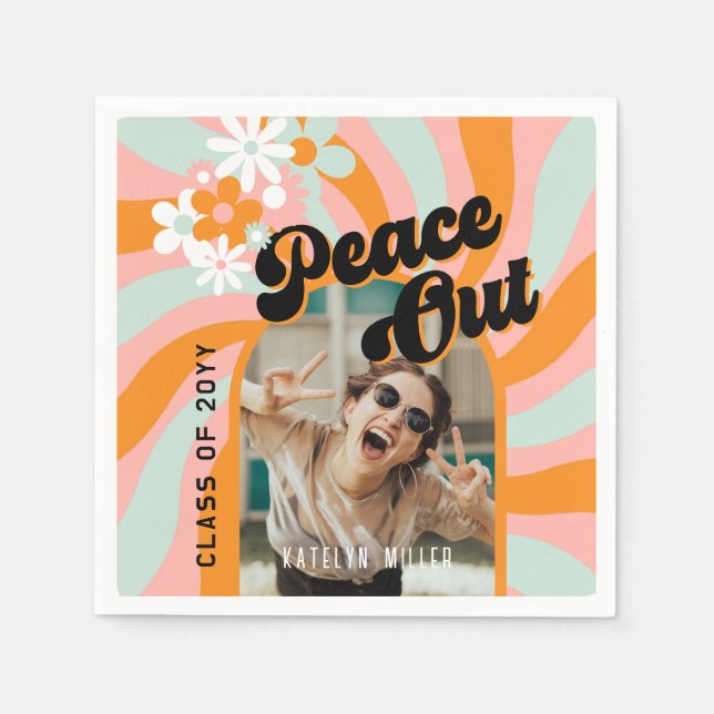 Guardanapo De Papel Graduação de Foto Hippie Retroativa (Frente)