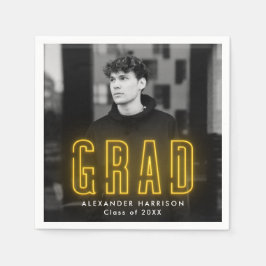 Guardanapo De Papel Graduação de Foto Neon Amarelo Moderno