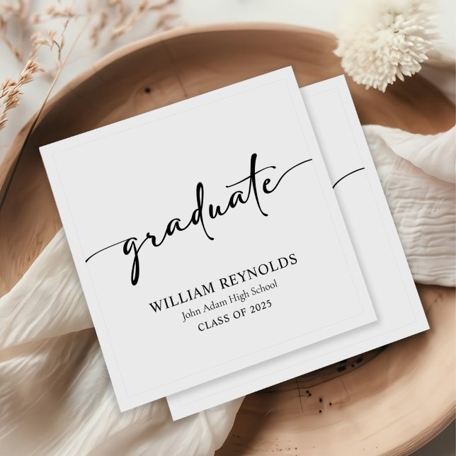 Guardanapo De Papel Graduação de Foto Simples de Script Moderno (Criador carregado)