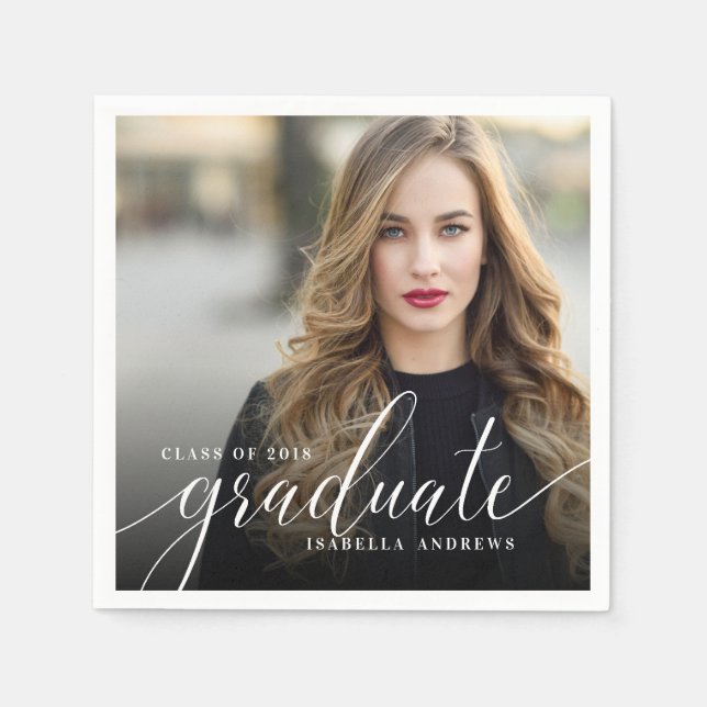 Guardanapo De Papel Graduação de Fotografias com Script Letra Chic Gir (Frente)