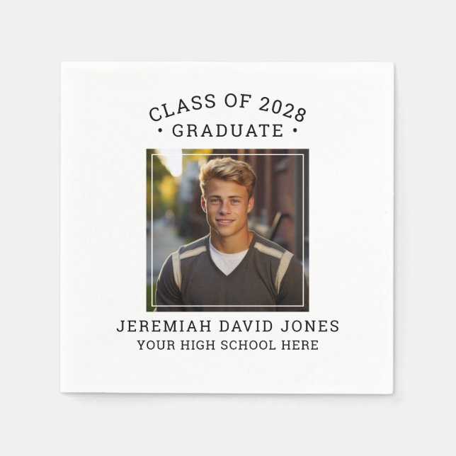 Guardanapo De Papel Graduação de Fotos Simples, Preta e Branca (Frente)