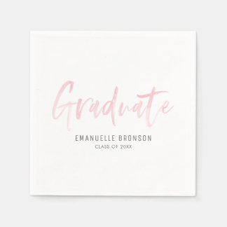 Guardanapo De Papel Graduação de Letra de Aquarela Cor-de-Rosa Esbranq