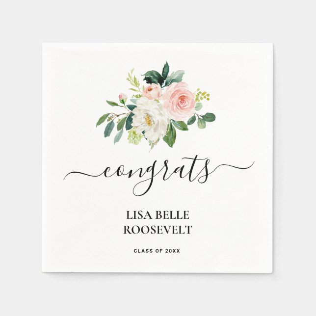 Guardanapo De Papel Graduação de Menina Escamoteada Rosa (Frente)