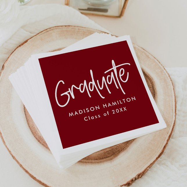Guardanapo De Papel Graduação de Script Burgundy de Pré-Disquete (Criador carregado)