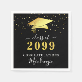Guardanapo De Papel Graduação de Script Confetti Dourado Elegante Pret