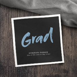 Guardanapo De Papel Graduação de Script Simples de Pincel Preto e Azul